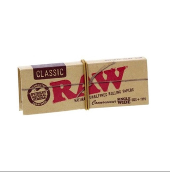 Бумажки Raw classic connosseur single wide size+tips - Самокрутки - Бумага с фильтрами - Магазин ТОПовых приборов и аксессуаров для  курения  bongstore.ru